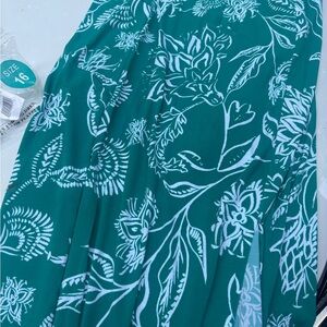Chaps Teal and White Floral Dress